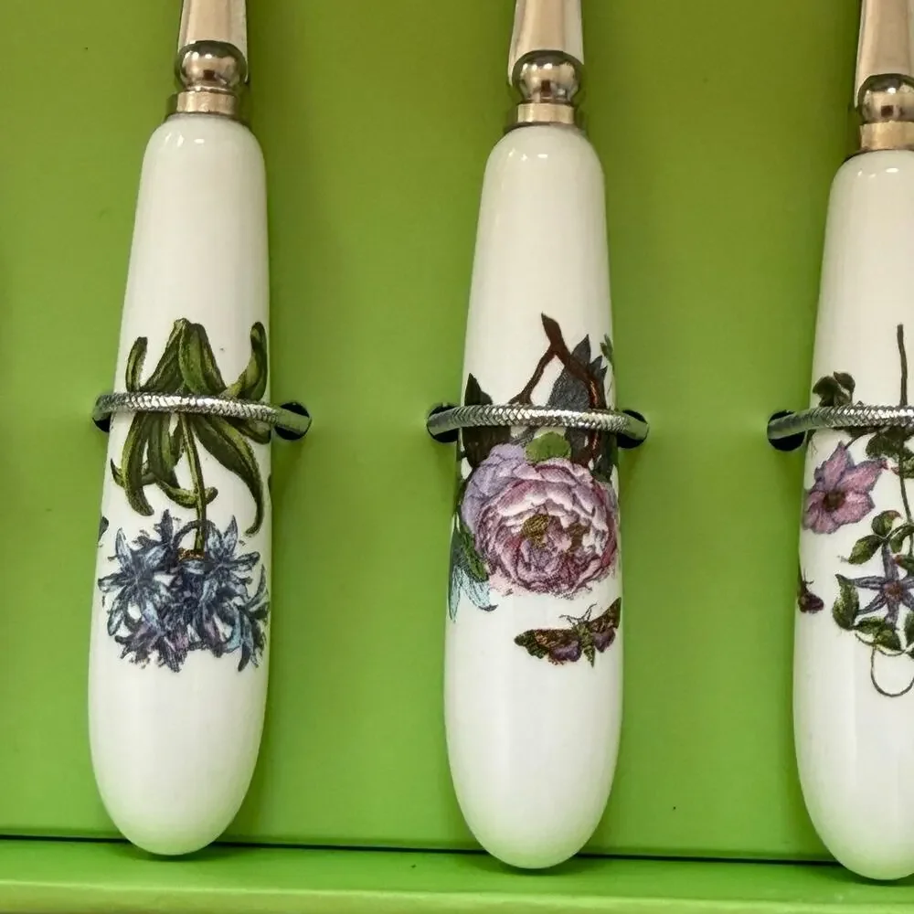 Portmeirion Botanic Garden Pastry Tea Fork Set of 6 Floral Boxed NIB